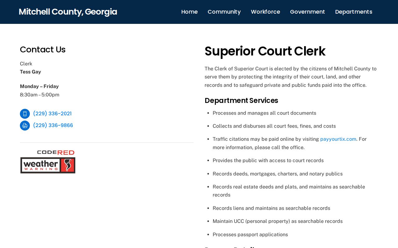 Mitchell County warrant records clerk counter information