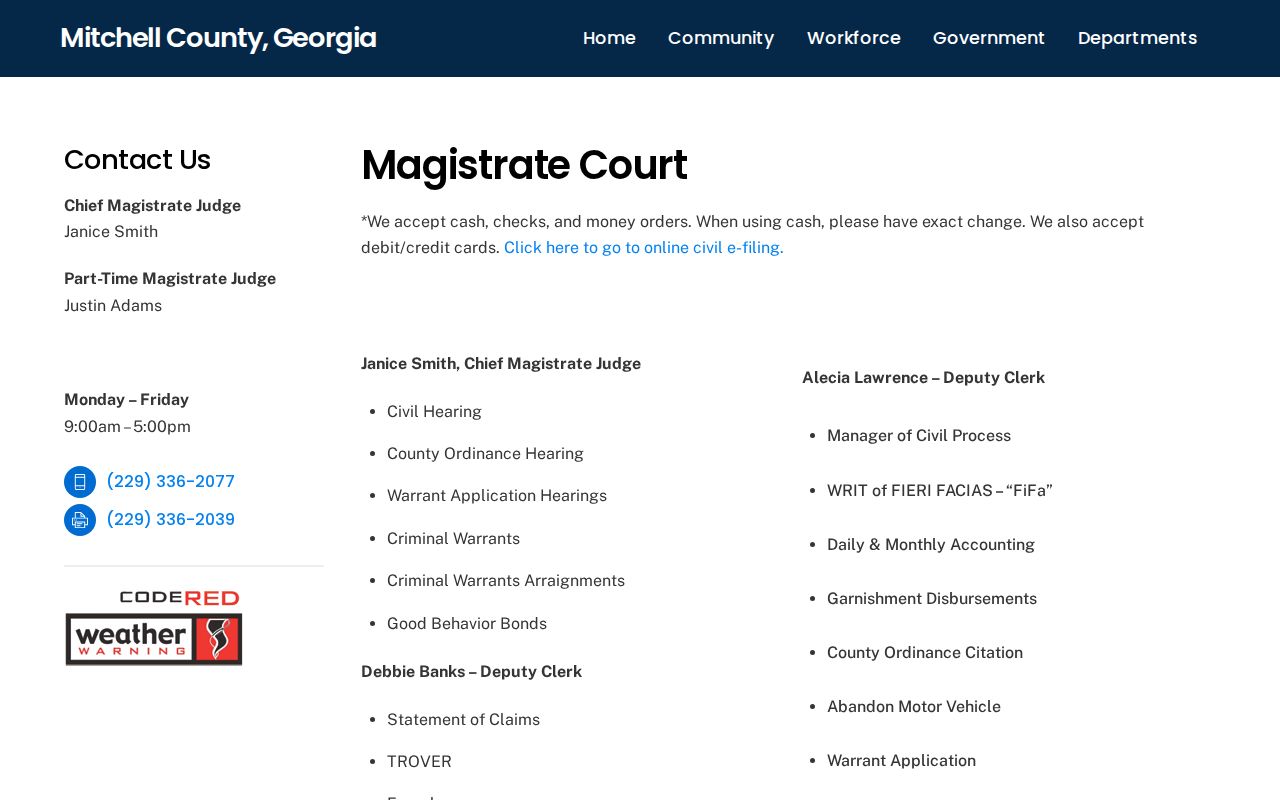 Mitchell County criminal warrant hearing information