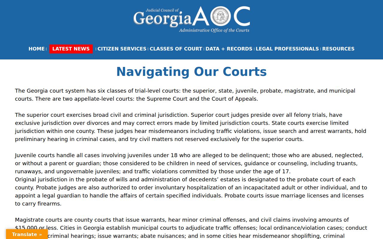 Mitchell County active warrants Georgia court role reference