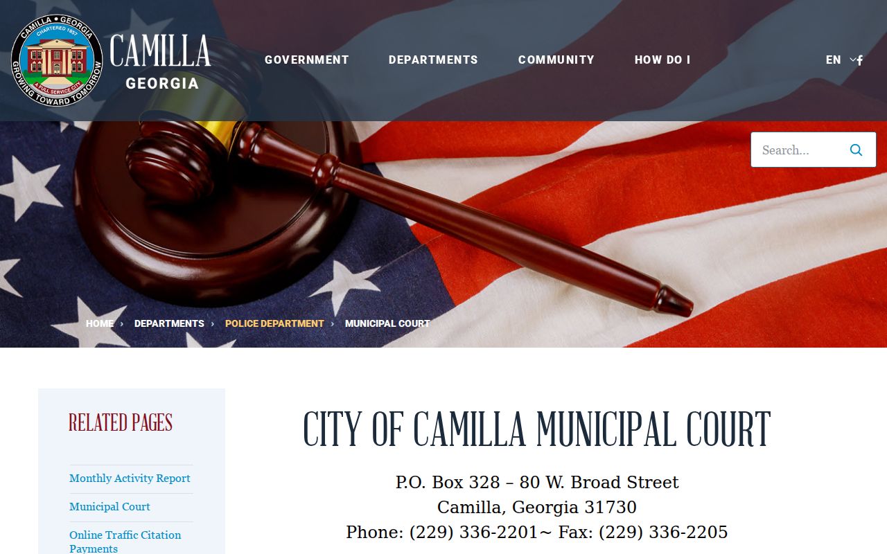 Mitchell County traffic warrant Camilla Municipal Court payment methods