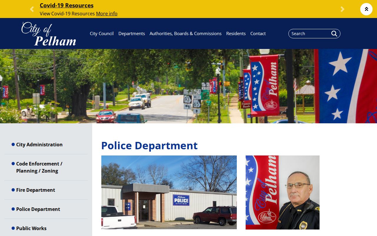 Pelham Police Department and Municipal Court clerk contact page